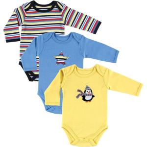 imageHudson Baby babyboys Cotton Longsleeve Bodysuits 3packPenguin