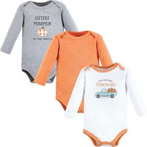 imageHudson Baby babyboys Cotton Longsleeve Bodysuits 3packPumpkin Truck