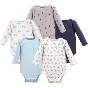imageHudson Baby babyboys Cotton Longsleeve Bodysuits 5packBasic Paper Airplane
