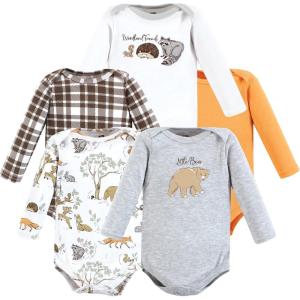 imageHudson Baby babyboys Cotton Longsleeve Bodysuits 5packBoy Magical Woodland