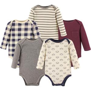 imageHudson Baby babyboys Cotton Longsleeve Bodysuits 5packBurgundy Football
