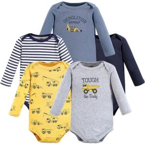 imageHudson Baby babyboys Cotton Longsleeve Bodysuits 5packConstruction