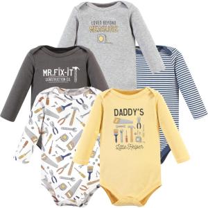 imageHudson Baby babyboys Cotton Longsleeve Bodysuits 5packConstruction Work
