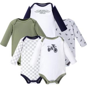 imageHudson Baby babyboys Cotton Longsleeve Bodysuits 5packDirt Bike