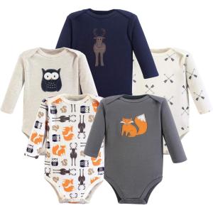 imageHudson Baby babyboys Cotton Longsleeve Bodysuits 5packGray Forest