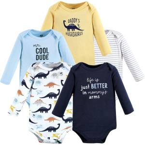 imageHudson Baby babyboys Cotton Longsleeve Bodysuits 5packHugasaurus