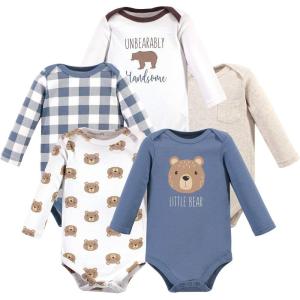 imageHudson Baby babyboys Cotton Longsleeve Bodysuits 5packLittle Bear