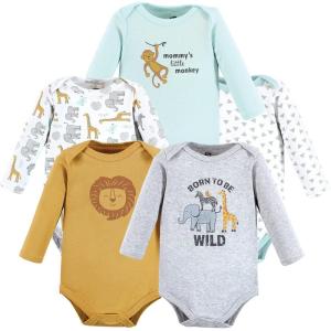 imageHudson Baby babyboys Cotton Longsleeve Bodysuits 5packLittle Monkey