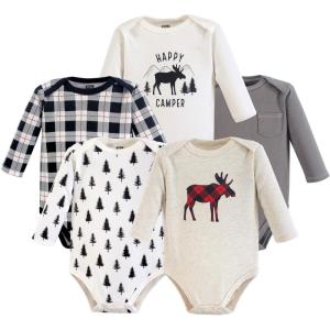imageHudson Baby babyboys Cotton Longsleeve Bodysuits 5packMoose