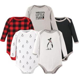 imageHudson Baby babyboys Cotton Longsleeve Bodysuits 5packPenguin