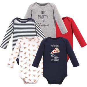 imageHudson Baby babyboys Cotton Longsleeve Bodysuits 5packPizza