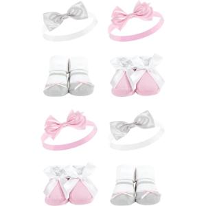 imageHudson Baby babygirls 8pc Headband and Socks SetPink Gray