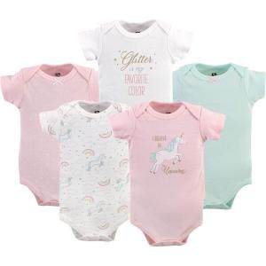 imageHudson Baby babygirls Cotton Bodysuits 5packGlitter Unicorn
