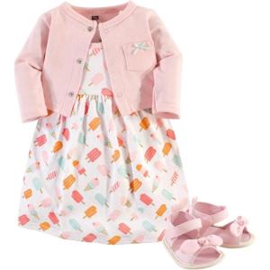 imageHudson Baby babygirls Cotton Dress Cardigan and Shoe Multipack SetIce Cream