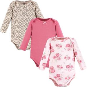 imageHudson Baby babygirls Cotton Longsleeve Bodysuits 3packBlush Rose Leopard