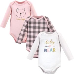 imageHudson Baby babygirls Cotton Longsleeve Bodysuits 3packGirl Baby Bear