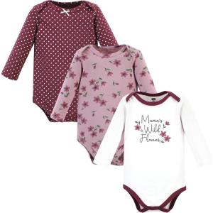 imageHudson Baby babygirls Cotton Longsleeve Bodysuits 3packPlum Wildflower