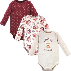 imageHudson Baby babygirls Cotton Longsleeve Bodysuits 3packPumpkin Spice