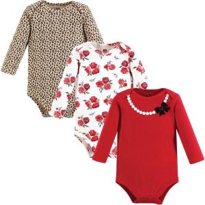 imageHudson Baby babygirls Cotton Longsleeve Bodysuits 3packRed Rose Leopard
