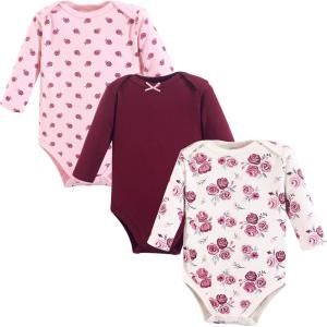 imageHudson Baby babygirls Cotton Longsleeve Bodysuits 3packRose