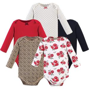 imageHudson Baby babygirls Cotton Longsleeve Bodysuits 5packBasic Rose Leopard