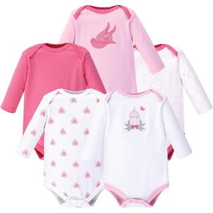 imageHudson Baby babygirls Cotton Longsleeve Bodysuits 5packBird Cage