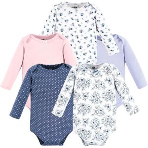 imageHudson Baby babygirls Cotton Longsleeve Bodysuits 5packBlue Toile