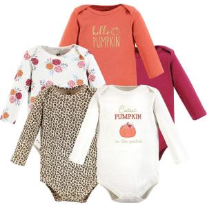 imageHudson Baby babygirls Cotton Longsleeve Bodysuits 5packCutest Pumpkin