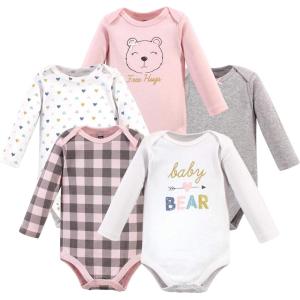 imageHudson Baby babygirls Cotton Longsleeve Bodysuits 5packGirl Baby Bear