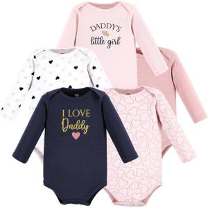 imageHudson Baby babygirls Cotton Longsleeve Bodysuits 5packGirl Daddy Pink Navy