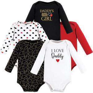 imageHudson Baby babygirls Cotton Longsleeve Bodysuits 5packGirl Daddy Red Black