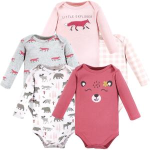 imageHudson Baby babygirls Cotton Longsleeve Bodysuits 5packGirl Woodland Animals
