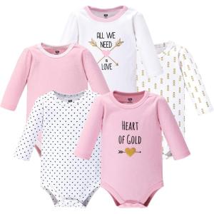 imageHudson Baby babygirls Cotton Longsleeve Bodysuits 5packHeart