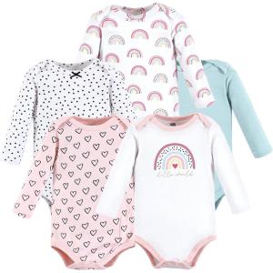 imageHudson Baby babygirls Cotton Longsleeve Bodysuits 5packModern Rainbow