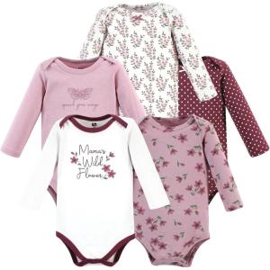 imageHudson Baby babygirls Cotton Longsleeve Bodysuits 5packPlum Wildflower