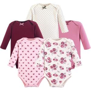 imageHudson Baby babygirls Cotton Longsleeve Bodysuits 5packRose
