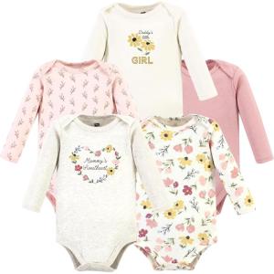 imageHudson Baby babygirls Cotton Longsleeve Bodysuits 5packSoft Painted Floral