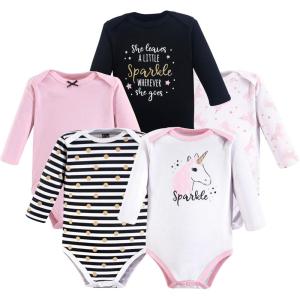 imageHudson Baby babygirls Cotton Longsleeve Bodysuits 5packSparkle Unicorn