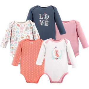 imageHudson Baby babygirls Cotton Longsleeve Bodysuits 5packWoodland Fox