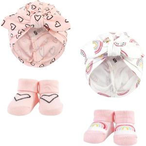 imageHudson Baby babygirls Turban and Socks SetModern Rainbow