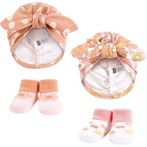 imageHudson Baby babygirls Turban and Socks SetPeace Love and Flowers