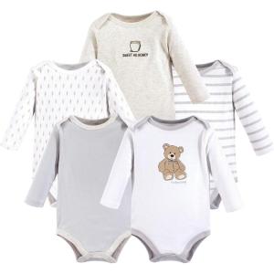 imageHudson Baby unisexbaby Cotton Longsleeve Bodysuits 5packBear
