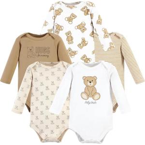 imageHudson Baby unisexbaby Cotton Longsleeve Bodysuits 5packTeddy Bears