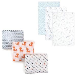 imageMuslin Swaddle Blanket 6PackBlue FeatherFoxes