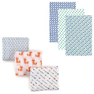 imageMuslin Swaddle Blanket 6PackBlue GreenFoxes