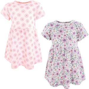 imageHudson Baby Infant and Toddler Girls Cotton DressesPink Purple Pretty Floral