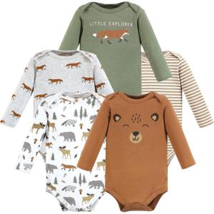 imageHudson Baby unisexbaby Cotton Longsleeve Bodysuits 5packWoodland Animals