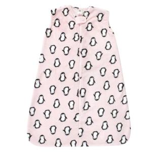 imageHudson Baby Unisex Baby Plush Sleeping Bag Sack Blanket Boy Farm Animals Long Sleeve 612 MonthsSleeveless Pink Penguin