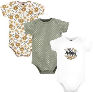 imageHudson Baby babygirls Cotton Bodysuits 3packBe Happy Floral