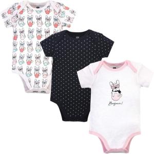 imageHudson Baby babygirls Cotton Bodysuits 3packBlack Bonjour